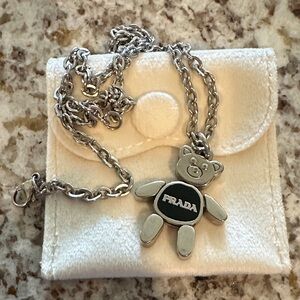 Prada Silver Teddy Bear Necklace please read